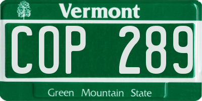 VT license plate COP289