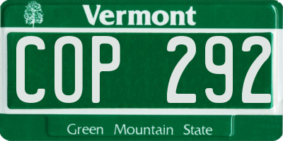 VT license plate COP292