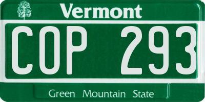 VT license plate COP293
