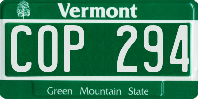 VT license plate COP294