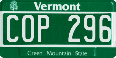 VT license plate COP296