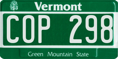 VT license plate COP298