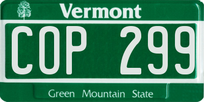 VT license plate COP299