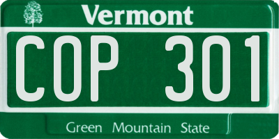 VT license plate COP301