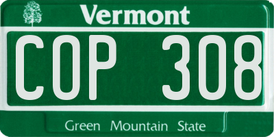 VT license plate COP308
