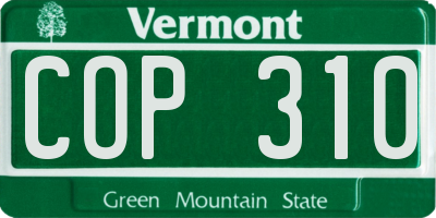 VT license plate COP310