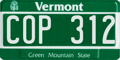VT license plate COP312