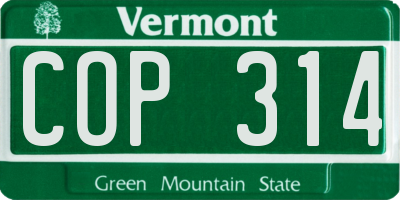 VT license plate COP314