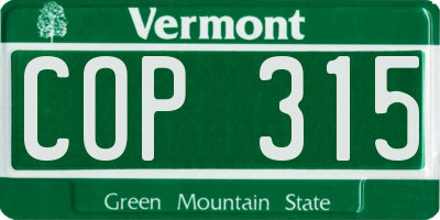 VT license plate COP315