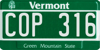 VT license plate COP316