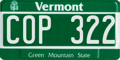 VT license plate COP322