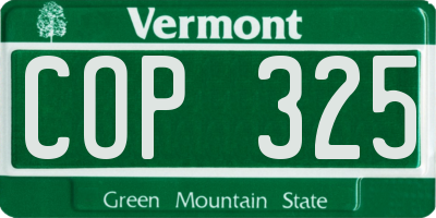 VT license plate COP325