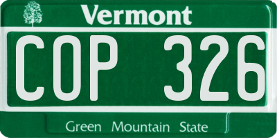 VT license plate COP326