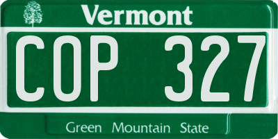 VT license plate COP327