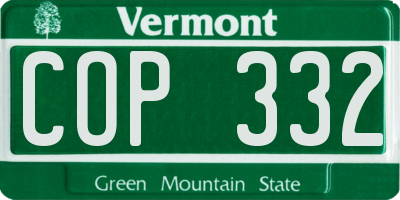 VT license plate COP332
