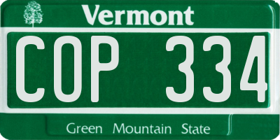 VT license plate COP334