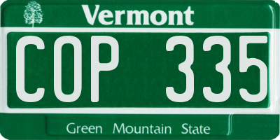 VT license plate COP335