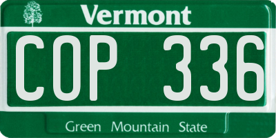 VT license plate COP336
