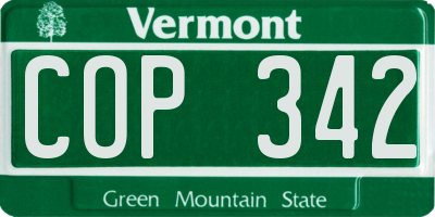 VT license plate COP342