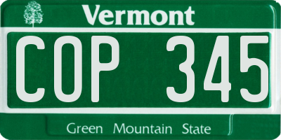 VT license plate COP345