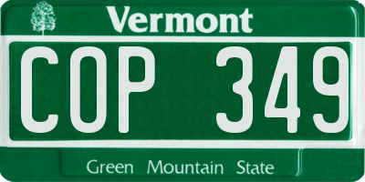 VT license plate COP349