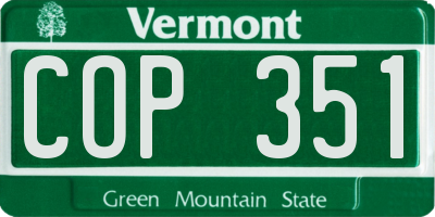 VT license plate COP351