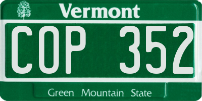 VT license plate COP352
