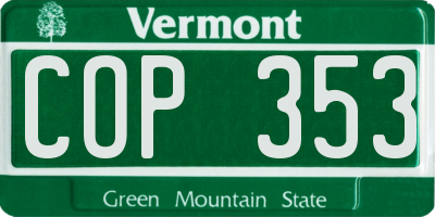 VT license plate COP353