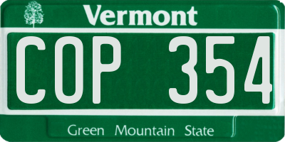 VT license plate COP354