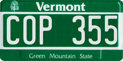VT license plate COP355