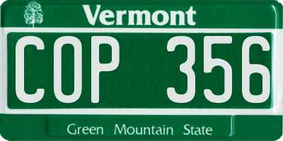 VT license plate COP356