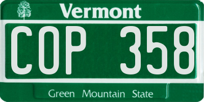 VT license plate COP358