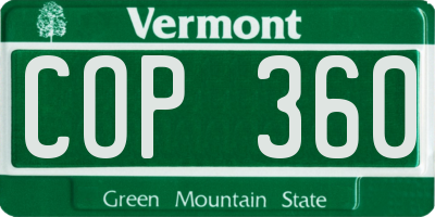 VT license plate COP360