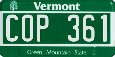 VT license plate COP361