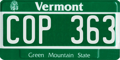 VT license plate COP363