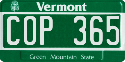 VT license plate COP365