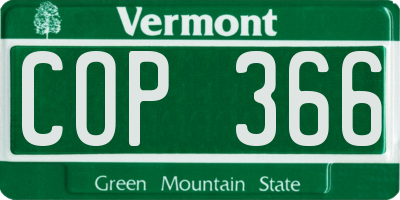 VT license plate COP366