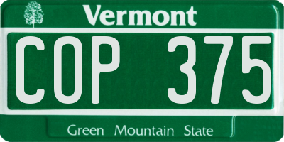 VT license plate COP375