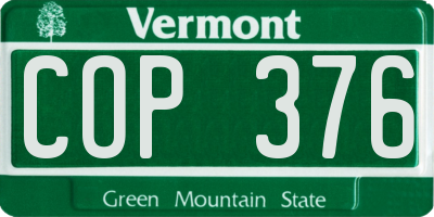 VT license plate COP376