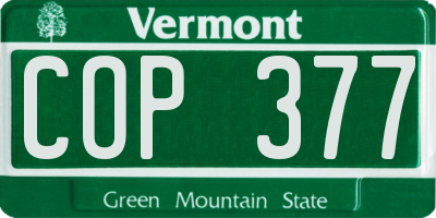 VT license plate COP377