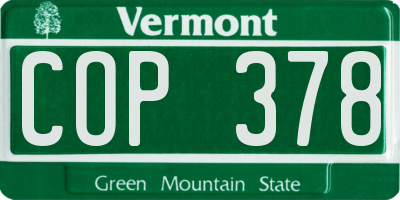 VT license plate COP378