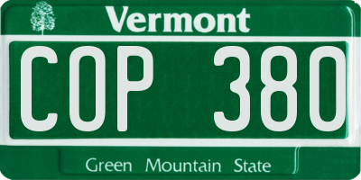 VT license plate COP380