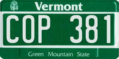 VT license plate COP381