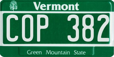 VT license plate COP382
