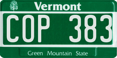 VT license plate COP383