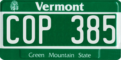 VT license plate COP385