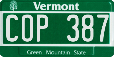 VT license plate COP387