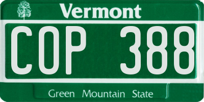 VT license plate COP388
