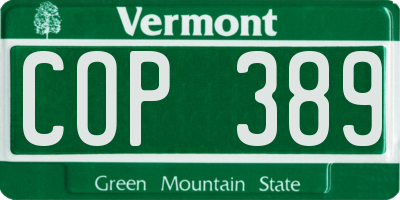 VT license plate COP389