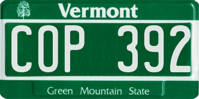 VT license plate COP392